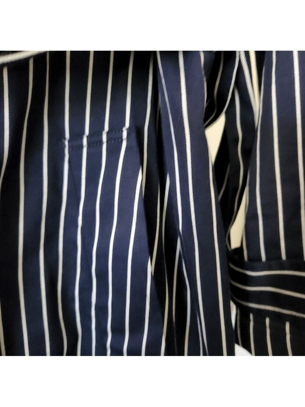NEW LAUREN RALPH LAUREN NAVY/WHITE PINSTRIPE TRENCH SZ XL - Picture 4 of 12